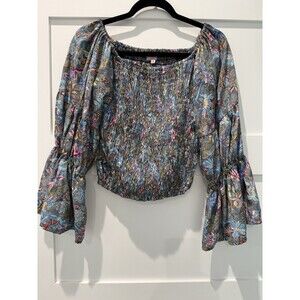 Cienna Shirt Womens Size L/XL Floral  Boho Sexy Blouse Spring